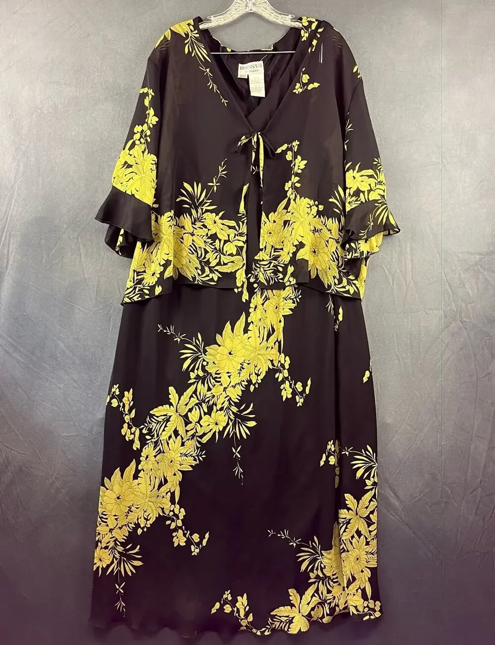 Dress-U II Sharon Maxi Dress and Cardigan Womens Size 22 Black Gold Goth Cottage
